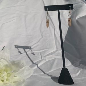 Handmade Amber crystal copper wrapped earrings